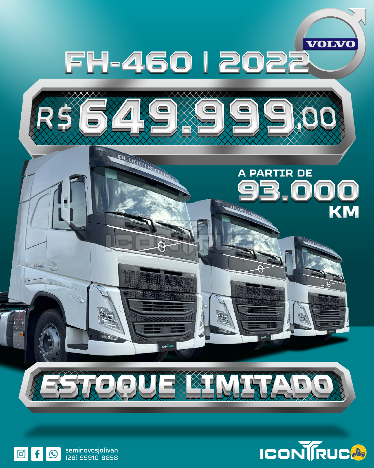 CAMINHAO VOLVO VOLVO FH 460 Cavalo Mecânico Cavalo 6x2 Icontruck -  Jolivan ICONHA ESPÍRITO SANTO ES